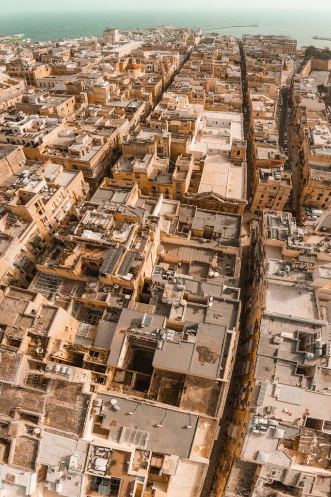 a high angle view of a city